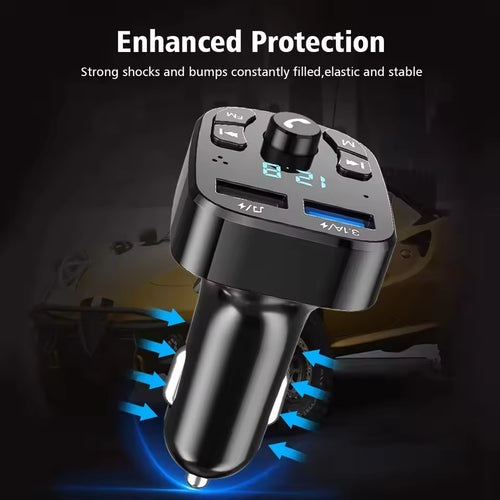 Bluetooth FM Transmitter for Car | Wireless Music Player, Hands-Free Calls, QC 3.0 Charger