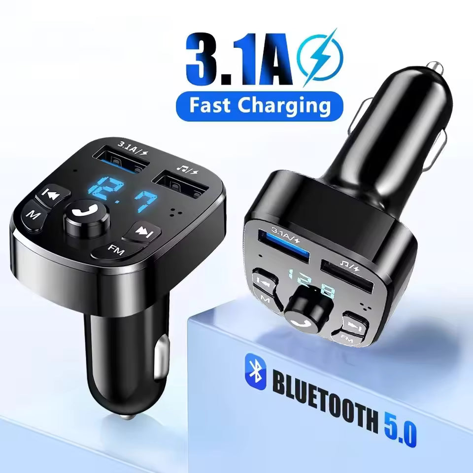 Bluetooth FM Transmitter for Car | Wireless Music Player, Hands-Free Calls, QC 3.0 Charger
